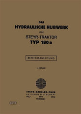 180 und 180a Hydraulisches Hubwerk Betriebsanleitung